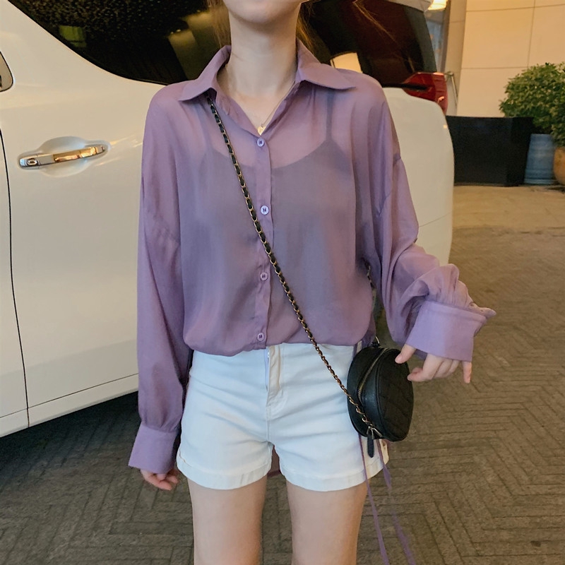 Áo Sơ Mi Tay Dài Chống Nắng Thời Trang Cho Nữ