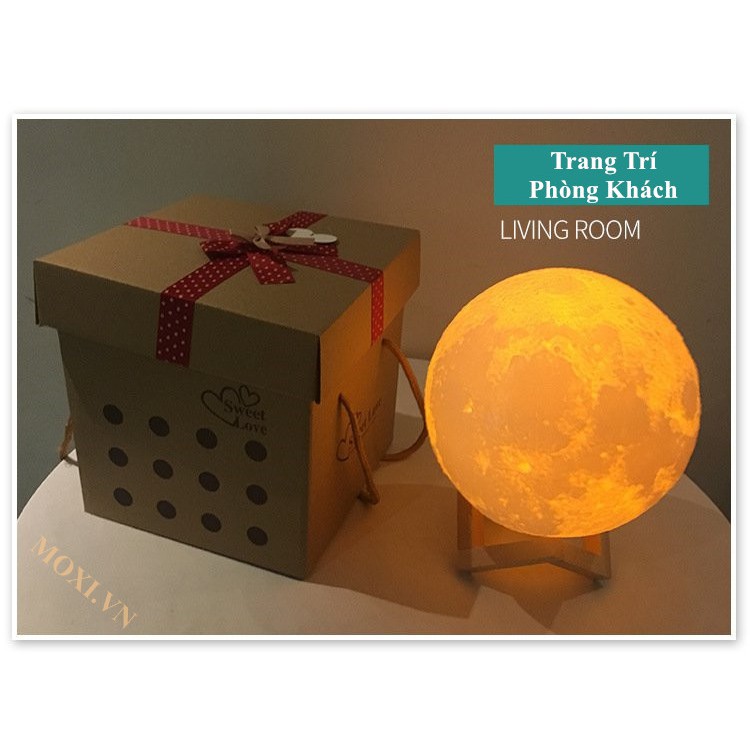 Đèn Ngủ Để Bàn Mặt Trăng Moon Light 3D 15Cm Màu Vàng Ấm Và Đa Sắc Thích Hợp Trang Trí Decor phòng ngủ + Có tặng kèm pin