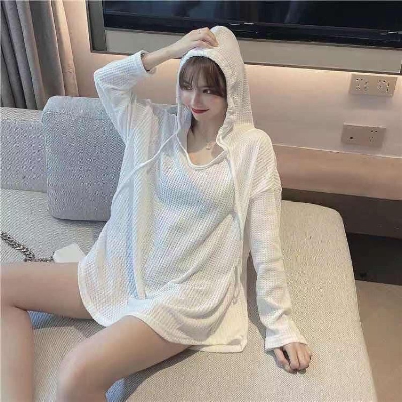 áo len xốp thu đông mũ có dây rút - hang qc loại 1 | BigBuy360 - bigbuy360.vn