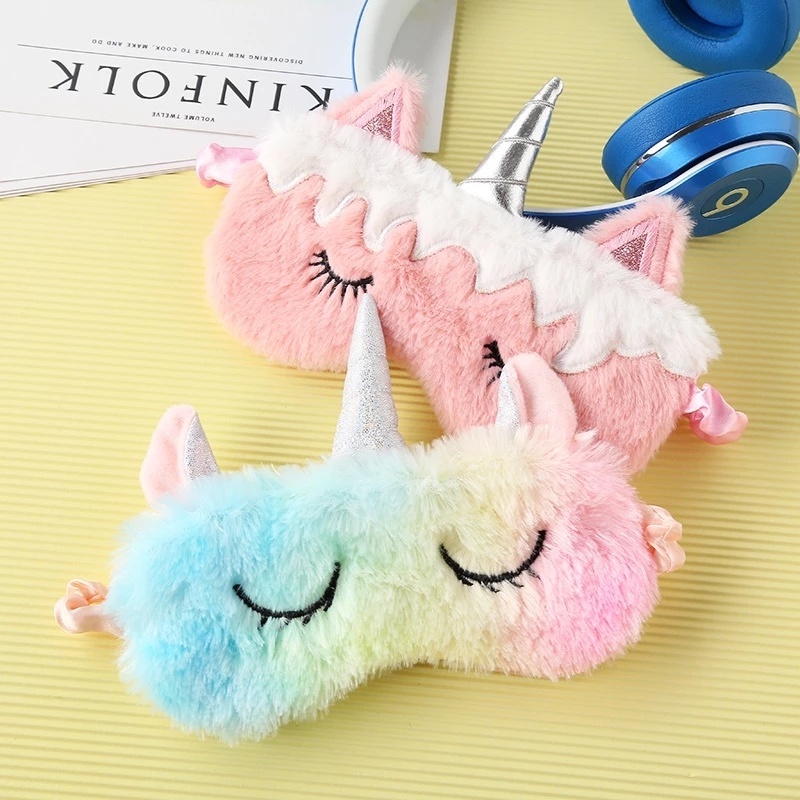Mặt Nạ Bịt Mắt Ngủ Hình Kỳ Lân Hoạt Hình 3D Nhiều Màu Sắc