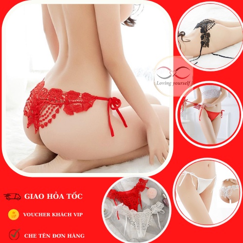 quần lọt khe, quần lót tam giác ren xuyên thấu, dây thắt ngang hông quyến rũ và gợi cảm LYEQ046