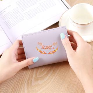 COD Women's Short Wallet Print Solid Color Female \ Student Wallet \ Premium Leather Purse