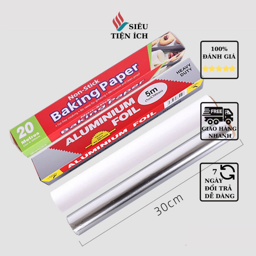 Giấy bạc bọc thực phẩm, giấy nướng BBQ [10m x 300mm]