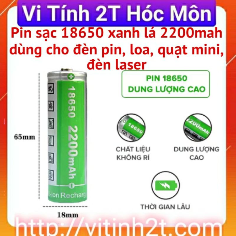 ( Hóc Môn) pin 18650 xanh lá 2200mah