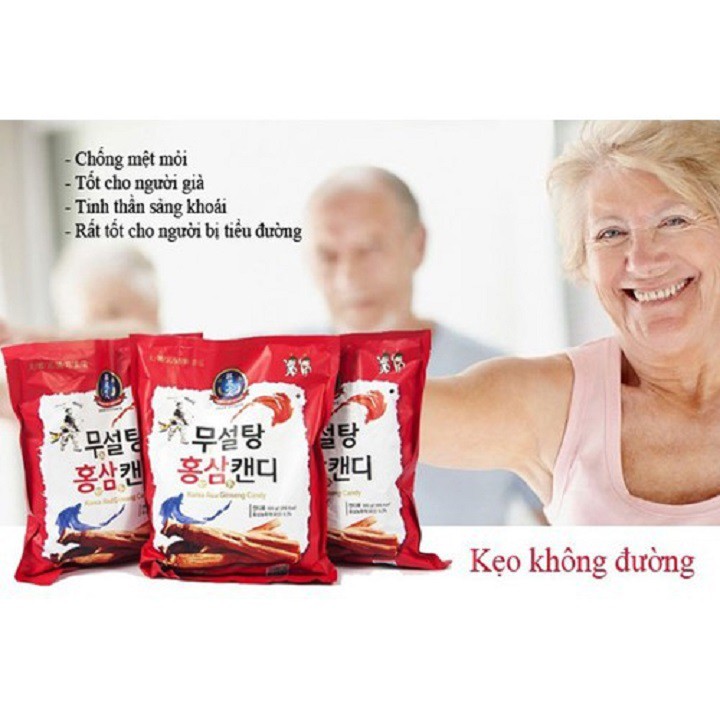 Kẹo Hồng Sâm Không Đường Đỏ 365 gói 500g - SUGAR FREE GINSENG CANDY