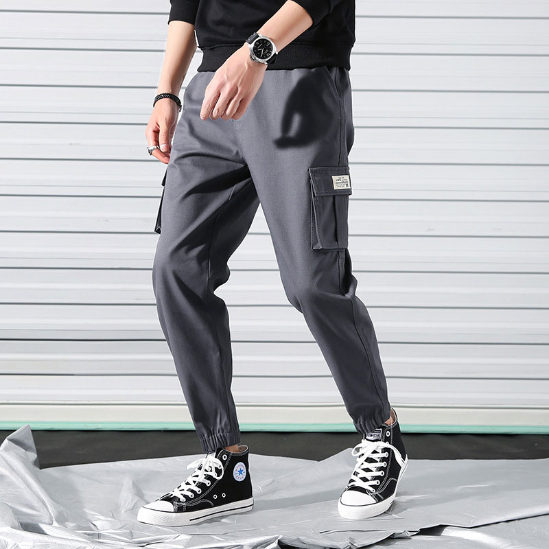 100% Cotton Men Cargo Long Pants Korean Style Trousers M-5XL