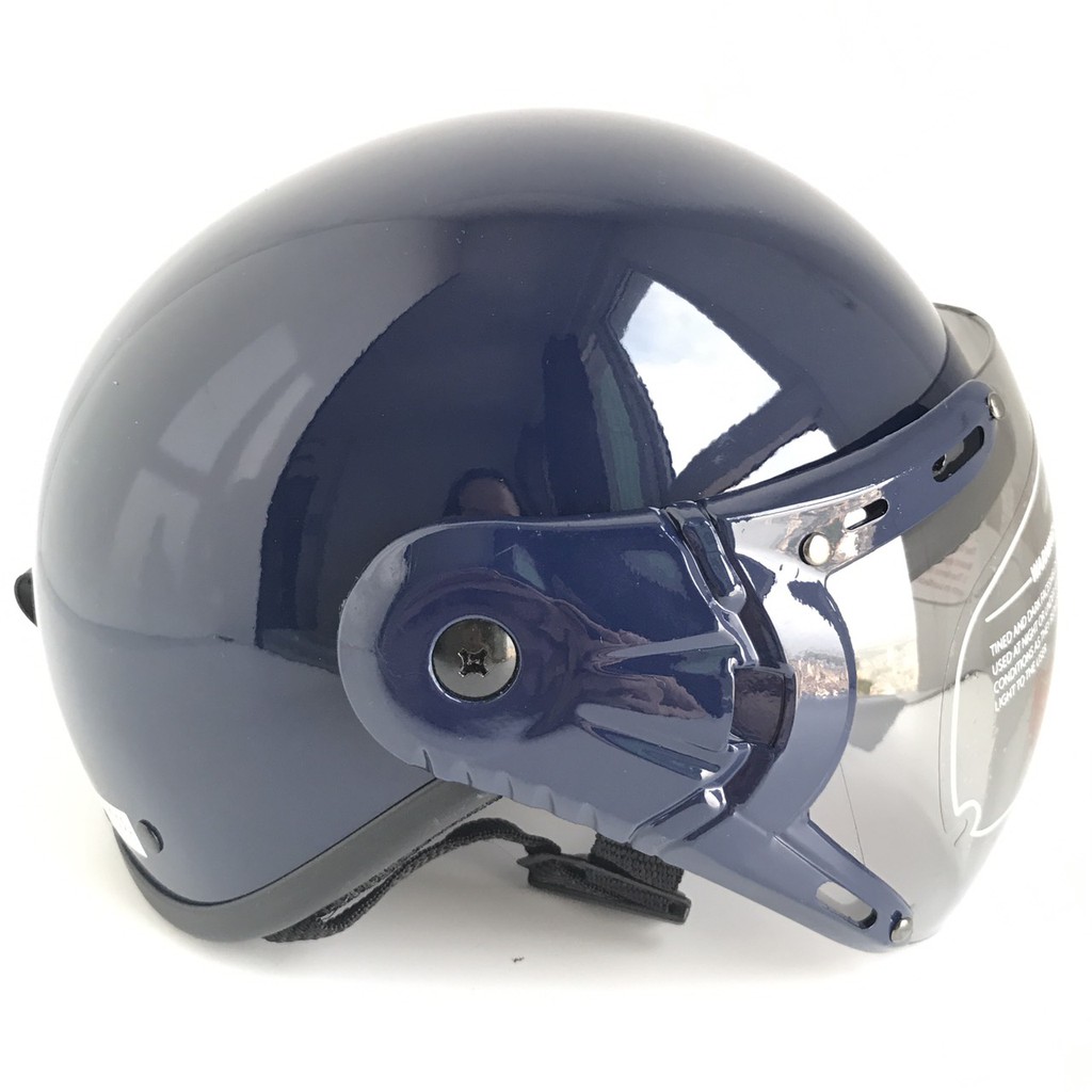Mũ bảo hiểm nửa đầu có kính - VS105K - Xanh than bóng - Vòng đầu 56-58cm - Nón bảo hiểm 1/2 đầu V&amp;S Helmet