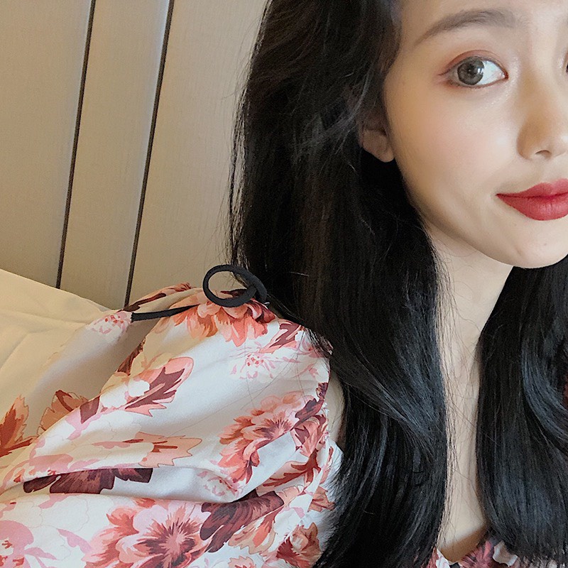 Đầm nữ hoa nhí nhúng tay dài dáng ôm Emilyshop