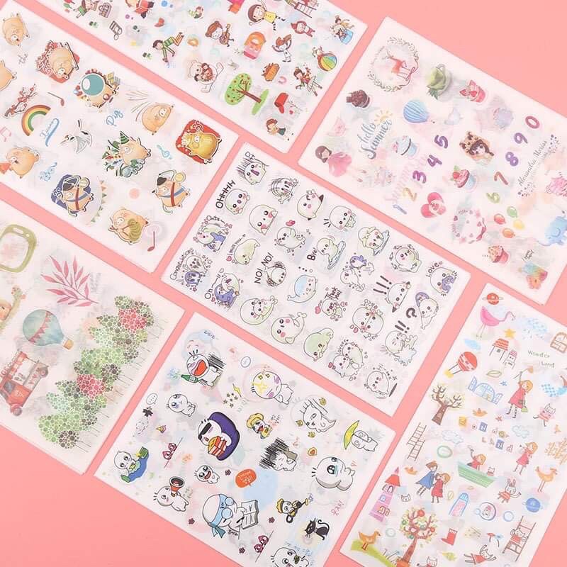 🗳Set 6 tấm sticker vui nhộn, hình dán trang trí