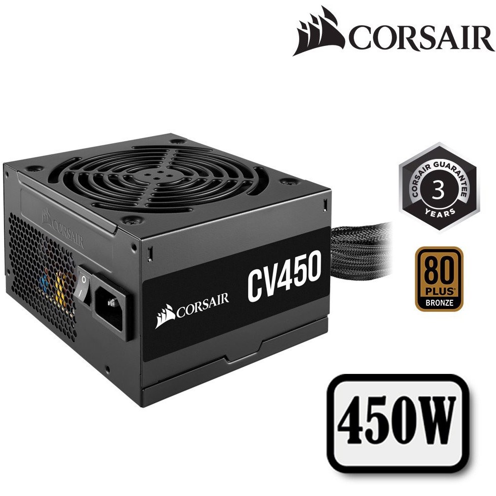 Nguồn máy tính CORSAIR CV450 - 80 Plus Bronze - Bảo hành chính hãng 36 Tháng