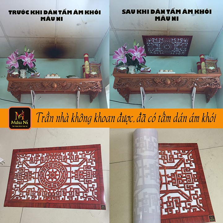 TẤM CHỐNG ÁM KHÓI [ bàn thờ treo tường chung cu ] án phòng thờ, dán lên trần nhà, không phải khoan, Kích thước 41cm x 6