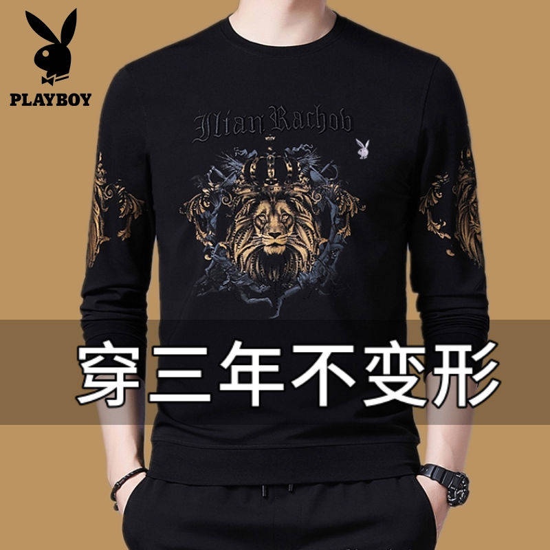 Áo len nam dài tay áo len cotton nhung xu hướng rời，Cổ tròn，thun