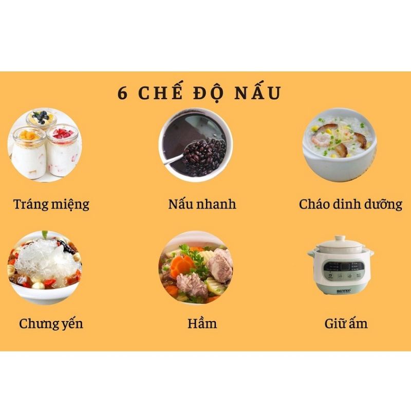 Nồi nấu cháo, nồi hầm chậm, nồi chưng yến cách thủy BENNIX dung tích 1lít hàng chính hãng giá tốt