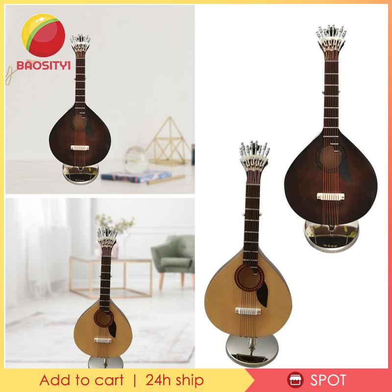 [Baosity1] Mô Hình Đàn Ghita Bằng Gỗ Có Giá Đỡ Trang Trí Sinh Nhật Màu Nâu