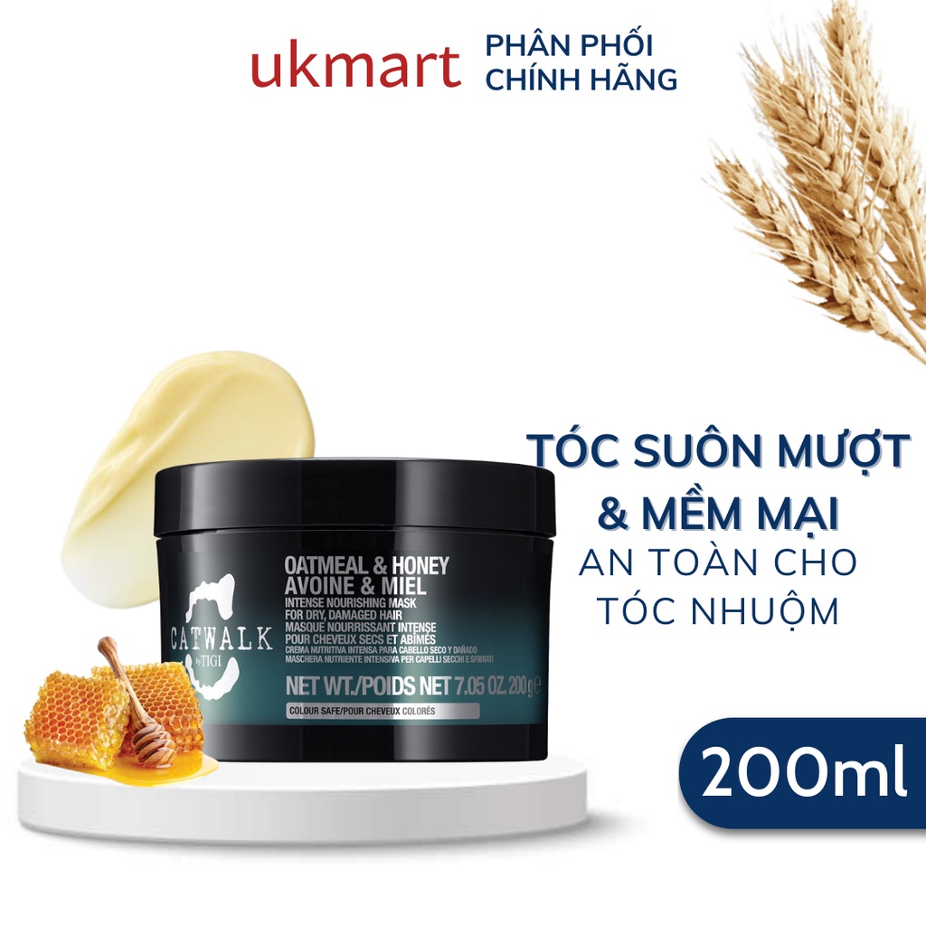 Dầu hấp phục hồi tóc hư tổn Catwalk Tigi Oatmeal &amp; Honey Avoine &amp; Miel Mask 200ml