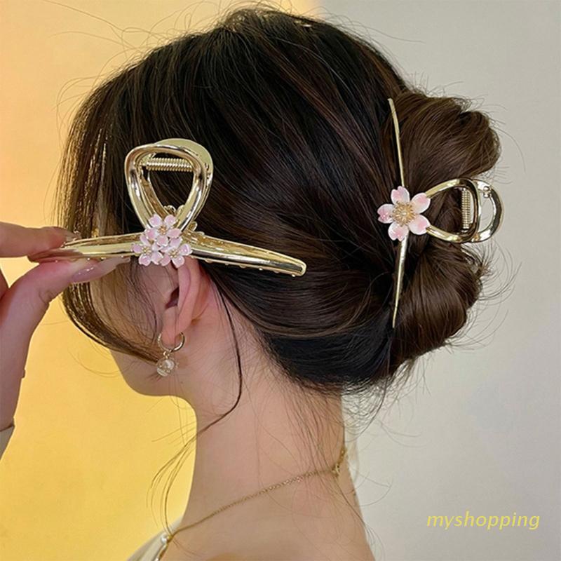 Ivy Kẹp Tóc Càng Cua Bằng Hợp Kim Hình Hoa Đào Ngọt Ngào Cho Bữa Tiệc