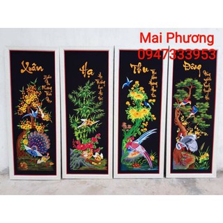 (Tranh thêu sẵn) Tranh thêu TỨ QUÝ BỐN MÙA 1 bộ gồm 4 bức tất cả "ĐÃ THÊU SẴN" về chỉ việc đóng khung.