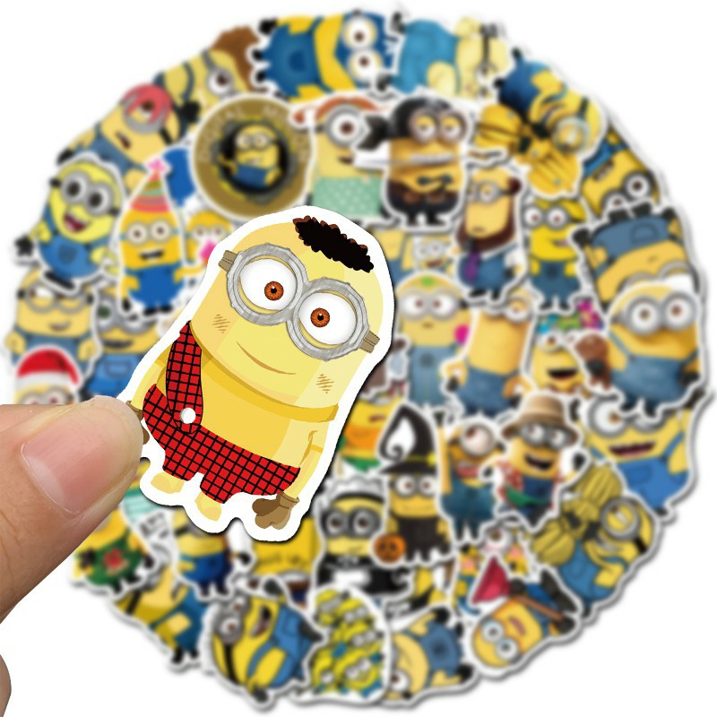 Set 10 sticker trang trí hình minion siêu đáng yêu dán nón bảo hiểm,điện thoại,laptop,..