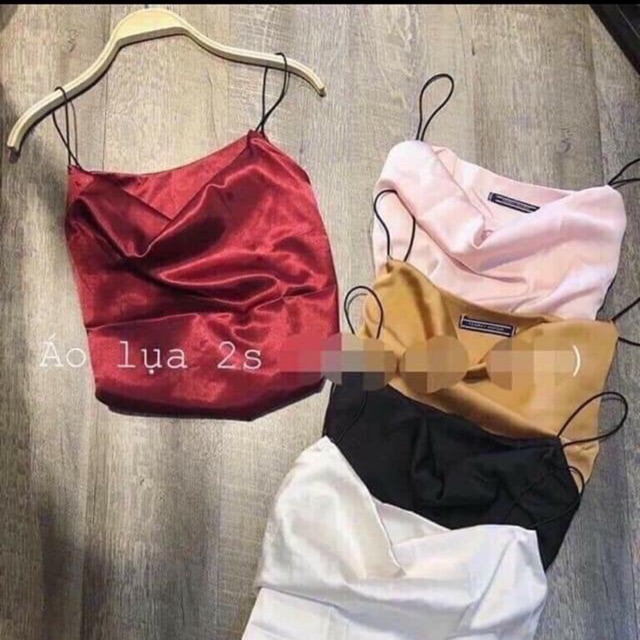 Áo 2 dây phi lụa cổ đổ ( ib shop để trọn màu)