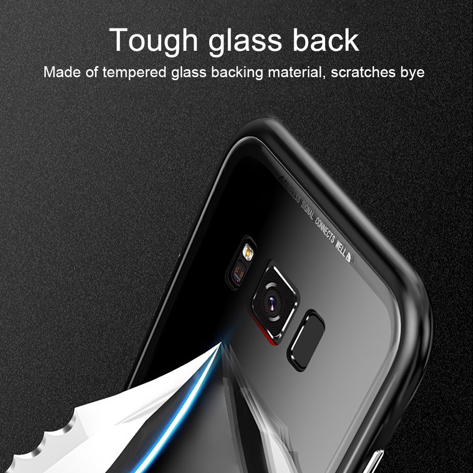 Bao Da Nắp Gập Mặt Kính Có Nam Châm Hít Cho Samsung Galaxy S7 Edge S8 S9 Plus