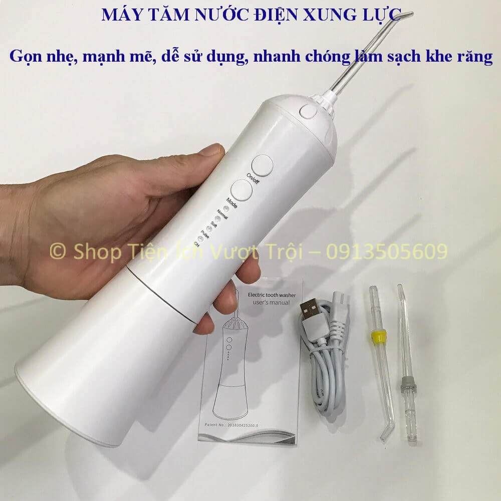 Tăm nước để bàn, động cơ điện xung lực mạnh mẽ, làm sạch khe răng, hết mảng bám, phòng ngừa cao răng-Tiện Ích Vượt Trội