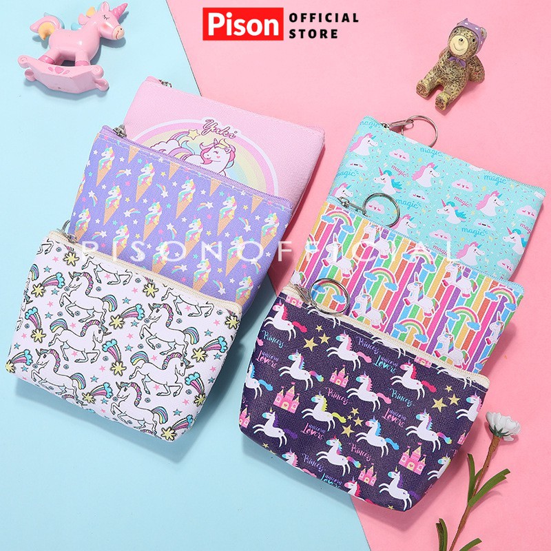 Ví đựng tiền xu vải canvas mini unicorn Pison - SP0632 - 1 cái