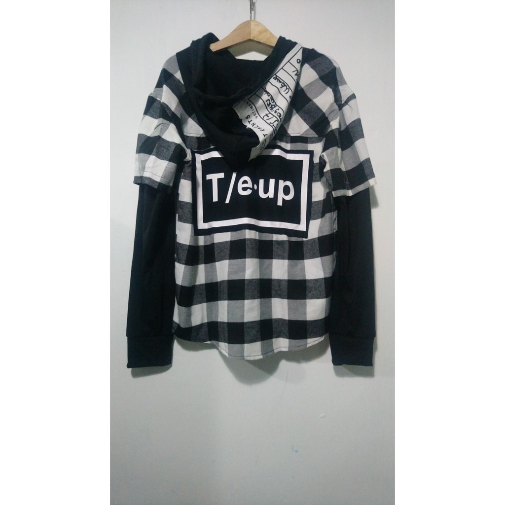 Sơ mi Hoodie Tay dài Flannel T/E-UP Caro Unisex