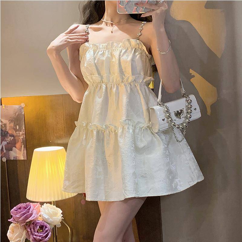 Váy babydoll đầm babydoll chân váy trắng Đầm Ngắn Chữ váy trắng váy tiểu thư
