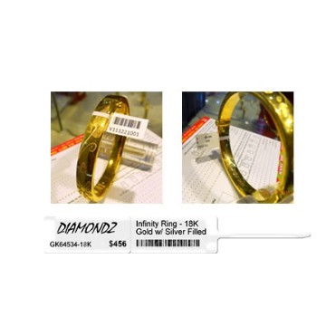 Decal PVC in tem nhãn vàng bạc 40x11, đuôi tem 38mm - 3300 tem/ cuộn