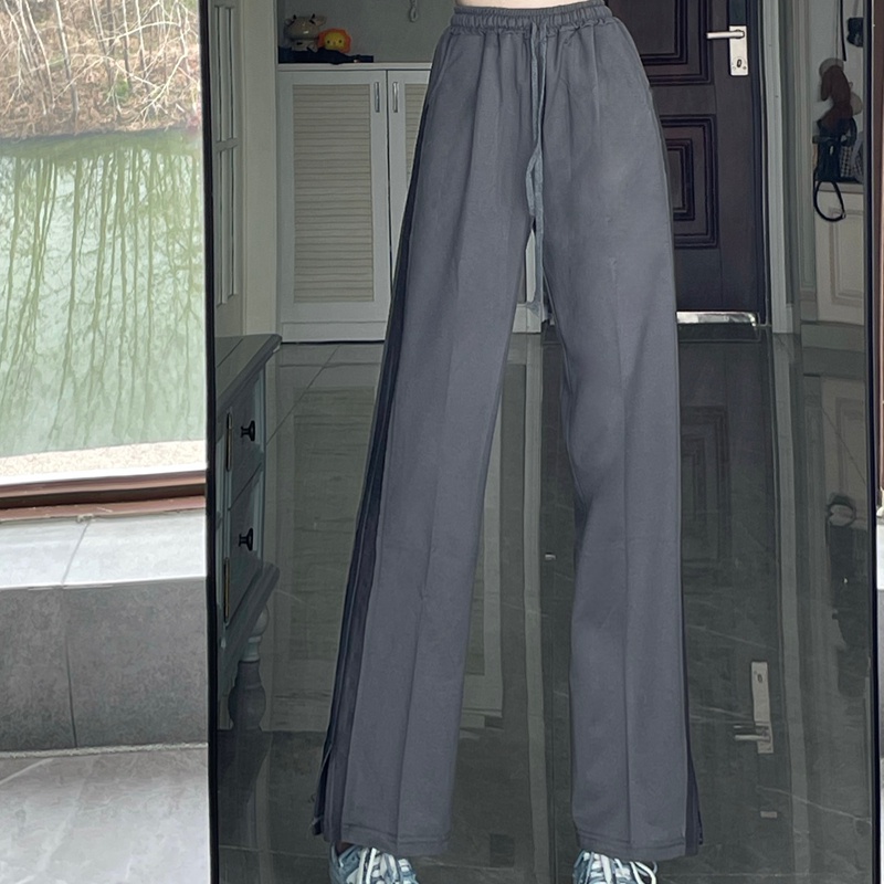 SUXI Quần ống rộng Lưng Cao Màu Sắc Đơn Giản Thời Trang Mùa Hè Năng Động Trẻ Trung