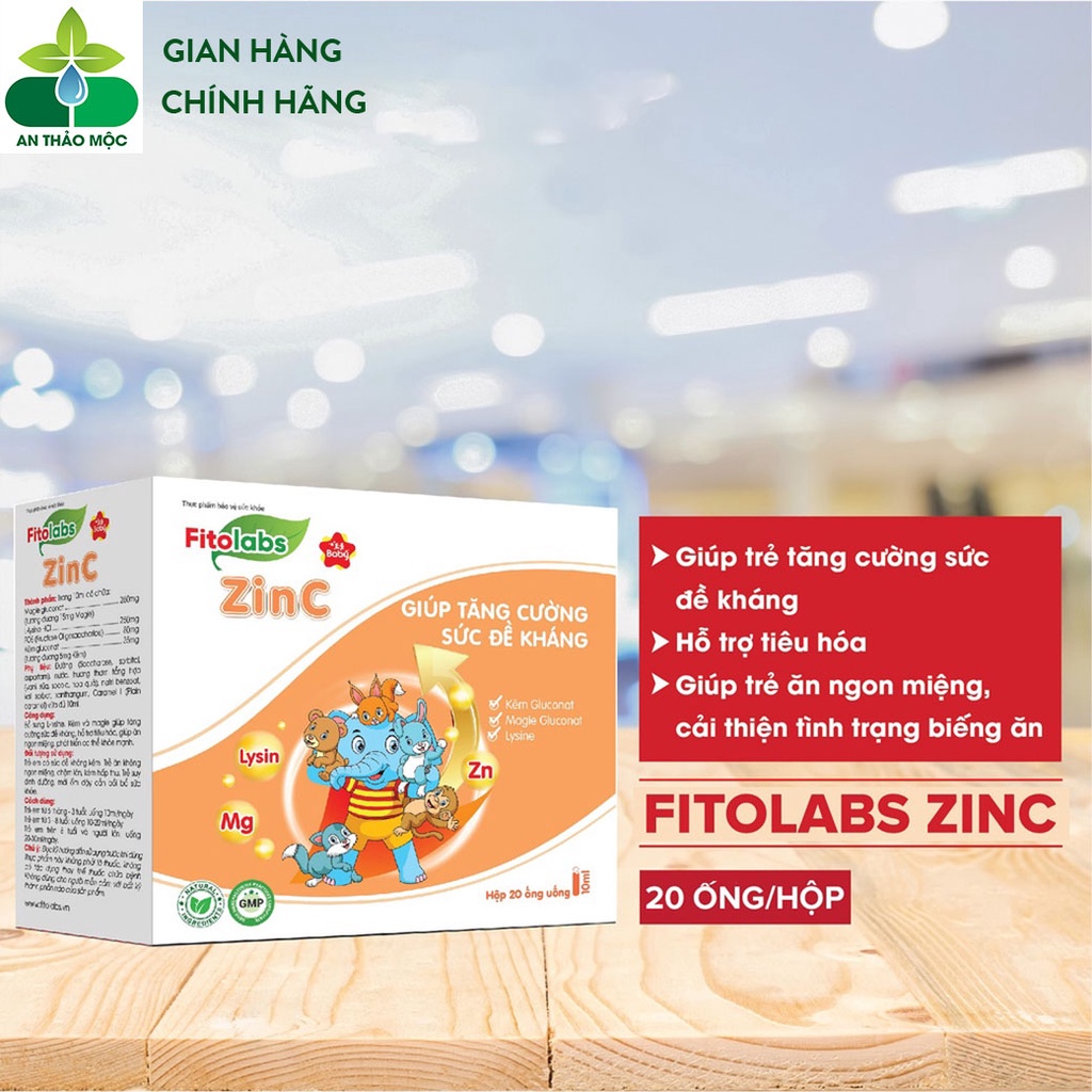 Siro Ống Bẻ Fitolabs ZinC Bổ Sung Kẽm Giúp Bé Tăng Đề Kháng Kích Thích Ăn Ngon Tiêu Hóa Tốt.Hộp 20 Ống