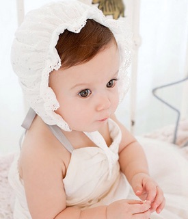 Nón vải nhún bèo phối ren cột dây