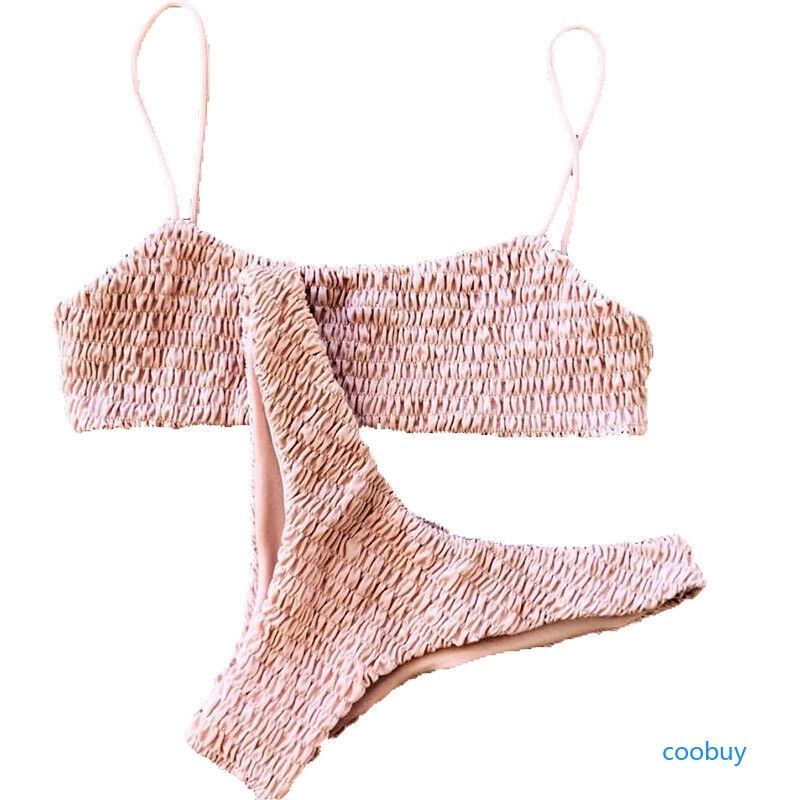 Set bikini kiểu vải nhún màu trơn gợi cảm cho nữ | BigBuy360 - bigbuy360.vn