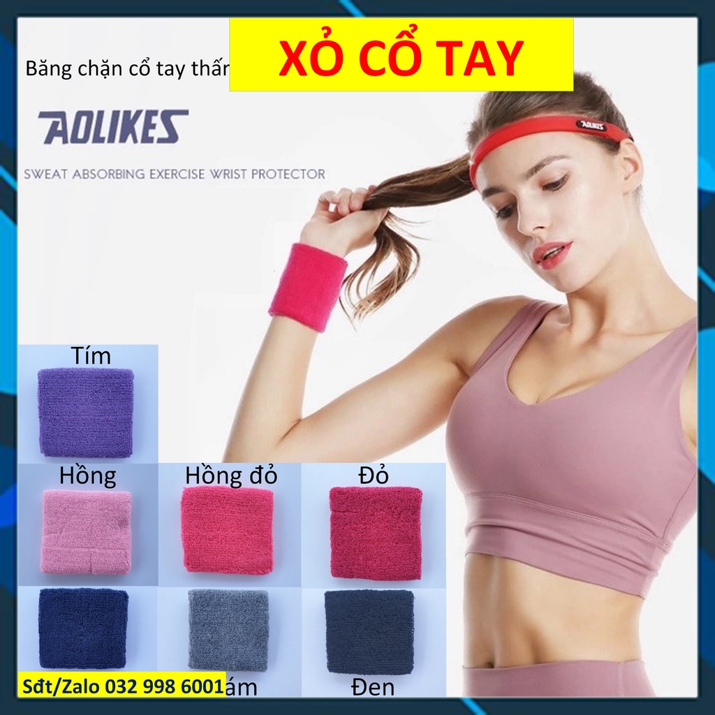 Xỏ cổ tay thể thao 8cm 11cm 0236 Băng cổ tay tập gym thấm mồ hôi chính hãng Aolikes 0230 0235 ddcg