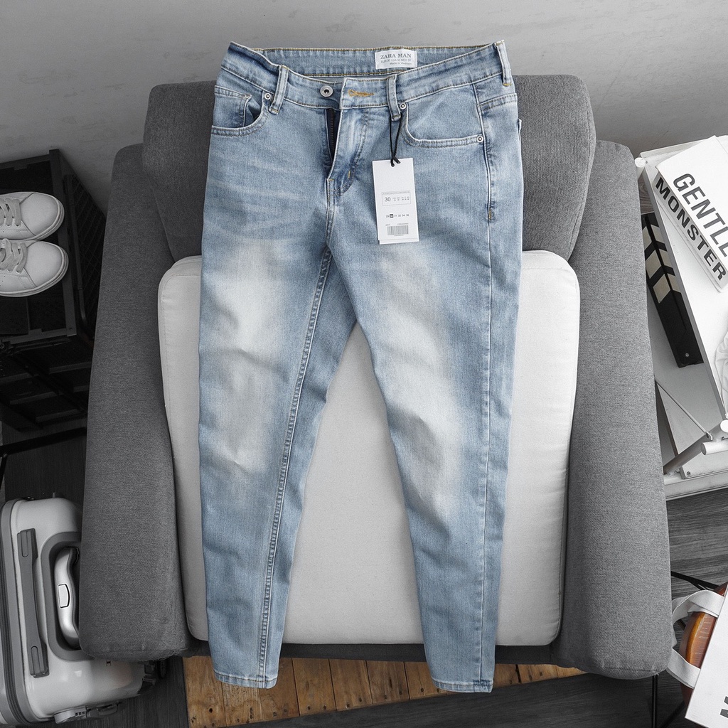 Quần jean denim nam ôm dáng xuất khẩu hàng đẹp co giãn