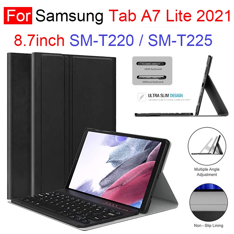 Bao Da Kèm Bàn Phím Không Dây Cho Samsung Tab A7 Lite 2021 T220 T225 8.7inch/ Tab A 8.0 T295 T290 Vmi