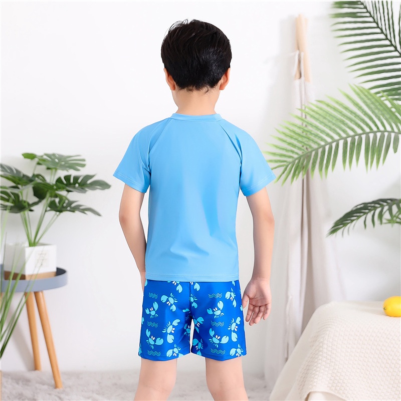 Bộ Đồ Bơi Bé Trai Ngắn Tay Quảng Châu  LUHAZO Set Quần Áo Bơi Họa Tiết Ngộ Ngĩnh