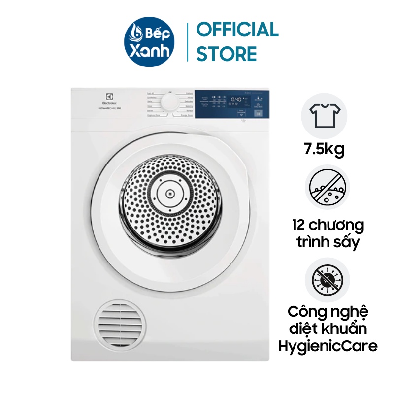 [FREESHIP HCM] Máy Sấy Thông Hơi Electrolux 7.5 kg EDV754H3WB - Hygienic Care Diệt Khuẩn - Khoá An Toàn