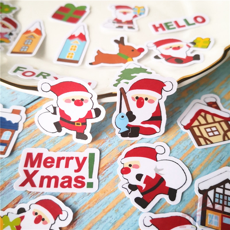 DISNEY Bộ 32 miếng dán trang trí album ảnh hình ông già noel mini DIY