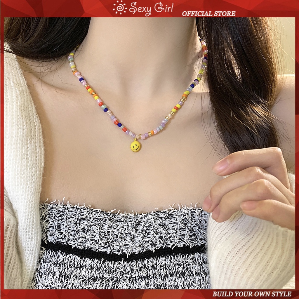 Vòng cổ Mặt Hình Mặt Cười Hoạt Hình Kiểu Bất Đối Xứng Quyến Rũ Dành Cho Nữ