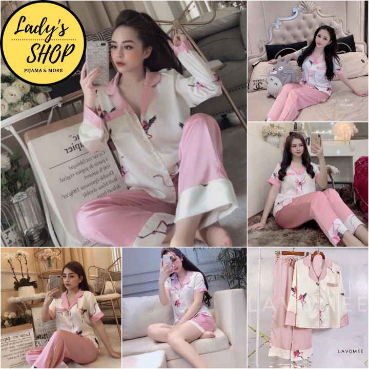 [FREE SHIP] Đồ ngủ Pijama lụa💖Bộ lụa satin hoạ tiết Hạc Trắng mát lịm [HÀNG SIÊU ĐẸP]