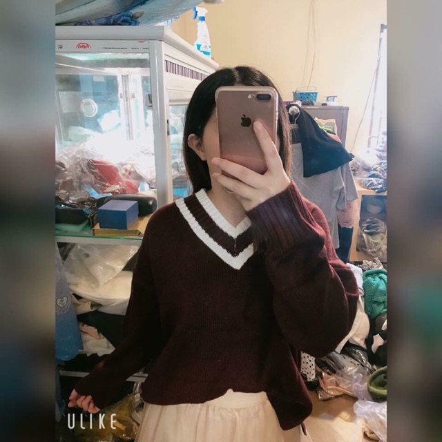 Áo len cổ tym