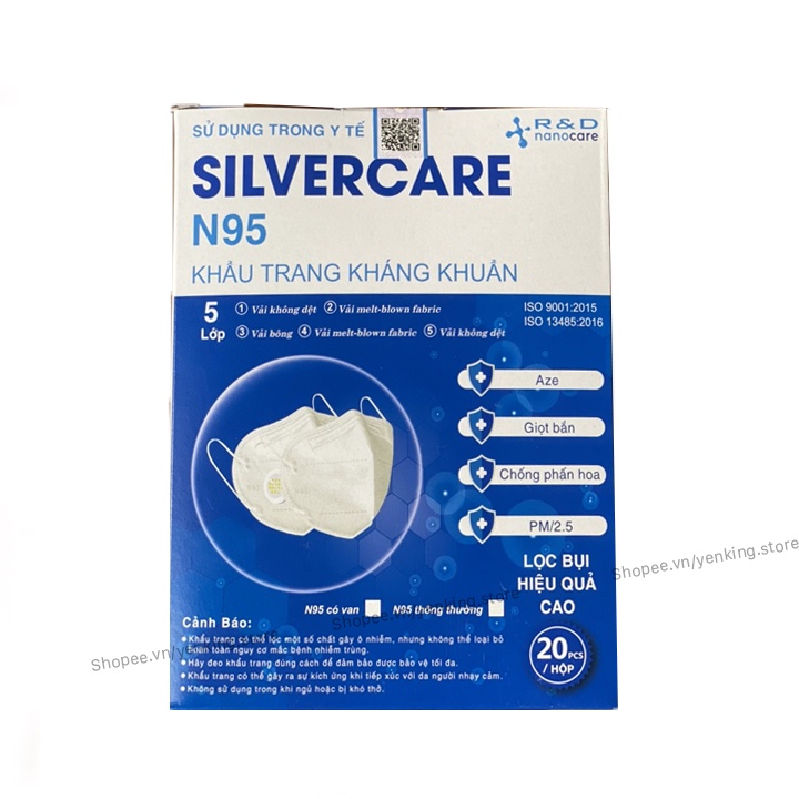 [Hộp 20 cái] Khẩu trang N95 có van thở chống bụi mịn và bệnh đường hô hấp - Công ty Nano Care