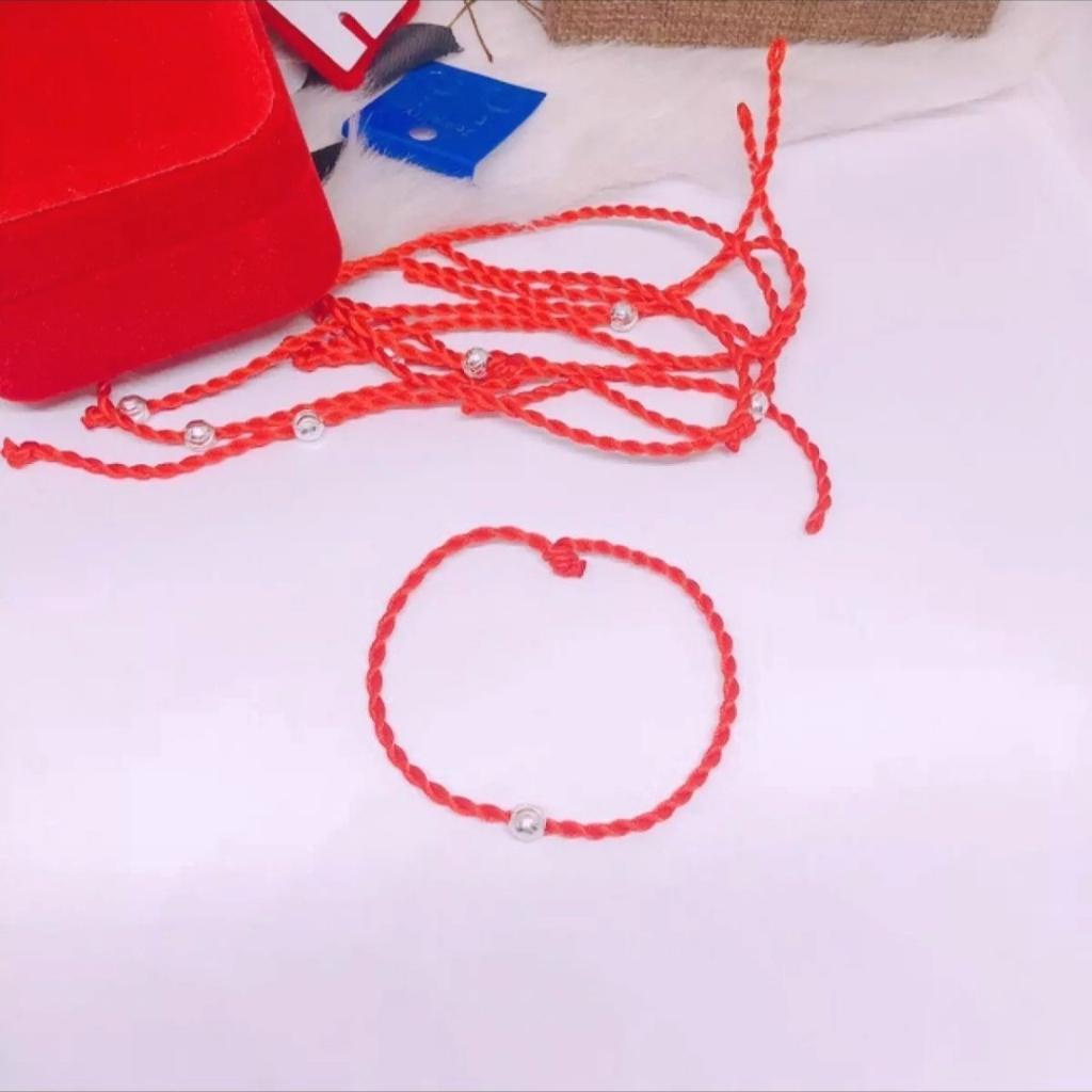 Vòng tay chỉ đỏ bi bạc ta 4li , Anchi jewelry