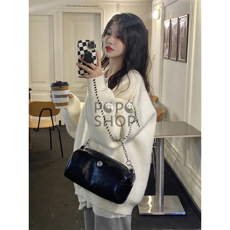 Áo Len Cardigan Nữ Oversize Thu Đông Thiết Kế 2021 Thời Trang