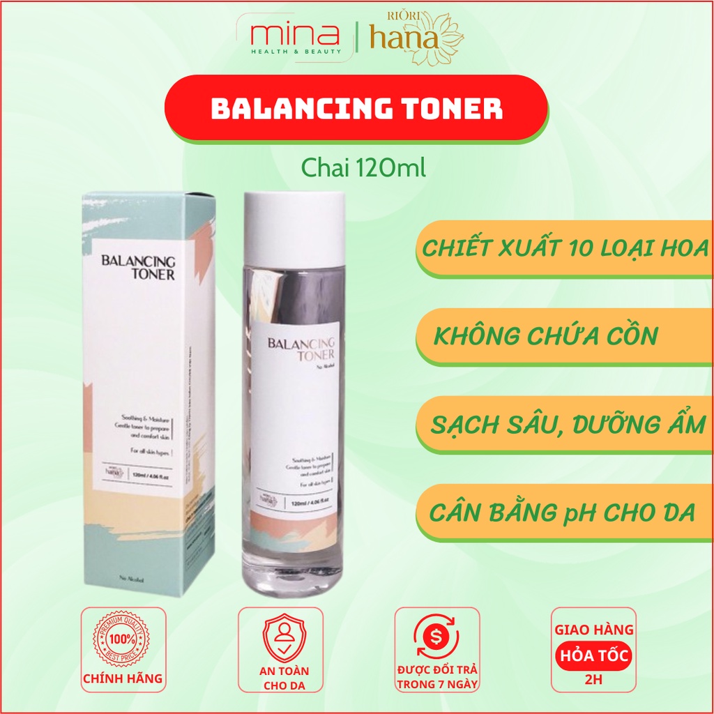 Nước Hoa Hồng RIORI Balancing Toner 120ml – Không Chứa Cồn, Làm Sạch Sâu, Se Khít Lỗ Chân Lông, Cấp Ẩm, Cân Bằng pH da