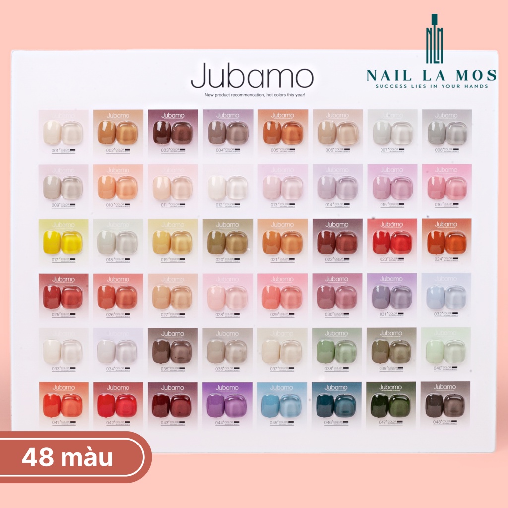 Set sơn gel 48 màu Jubamo Hàn Quốc chính hãng chất sánh mịn, lên màu chuẩn tặng kèm bảng màu + base + top (15ml)