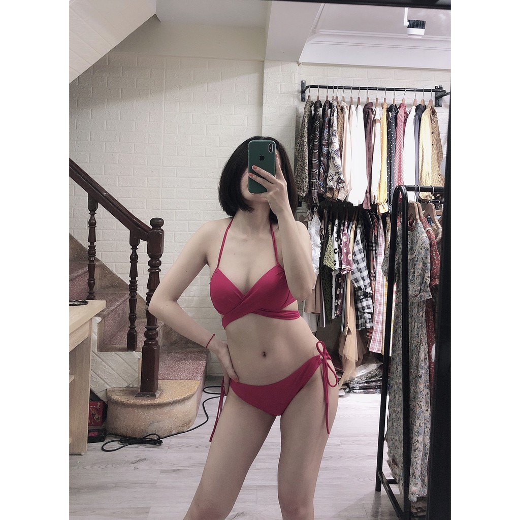 Bikini hai mảnh hồng cạp thấp có gọng sexy ( Ảnh chụp thật 100%) | BigBuy360 - bigbuy360.vn