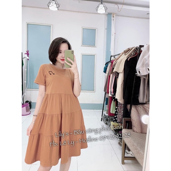 VÁY BABYDOLL BẦU THÊU HOA -  thêu nốt nhạc