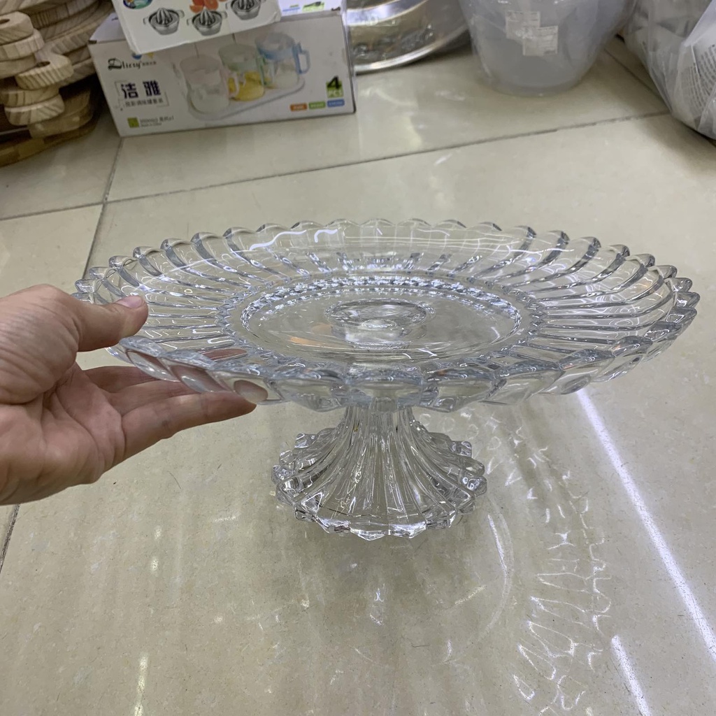 Mâm bồng có chân thủy tinh pha lê cao cấp